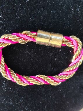 Gold & Pink Magnet Clasp Bracelet #5-16D